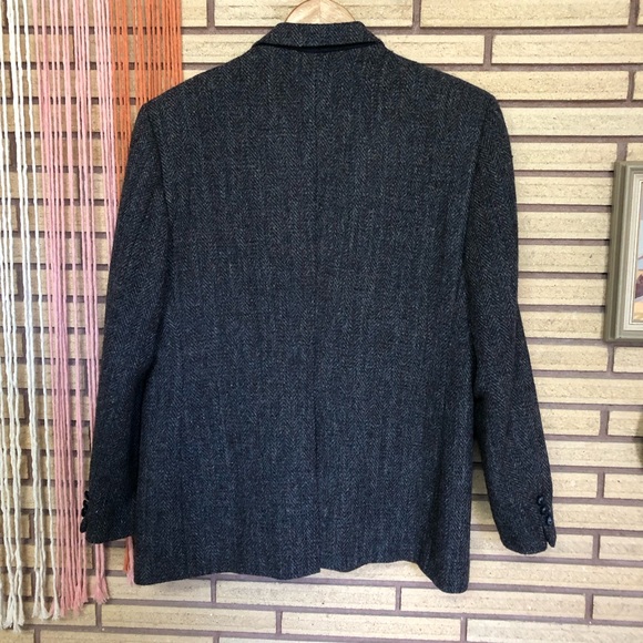 80's Men's Blue Plaid Wool Blazer - Size Med - Chest 42 - Unisex Wool Blazer - Picture 2 of 12